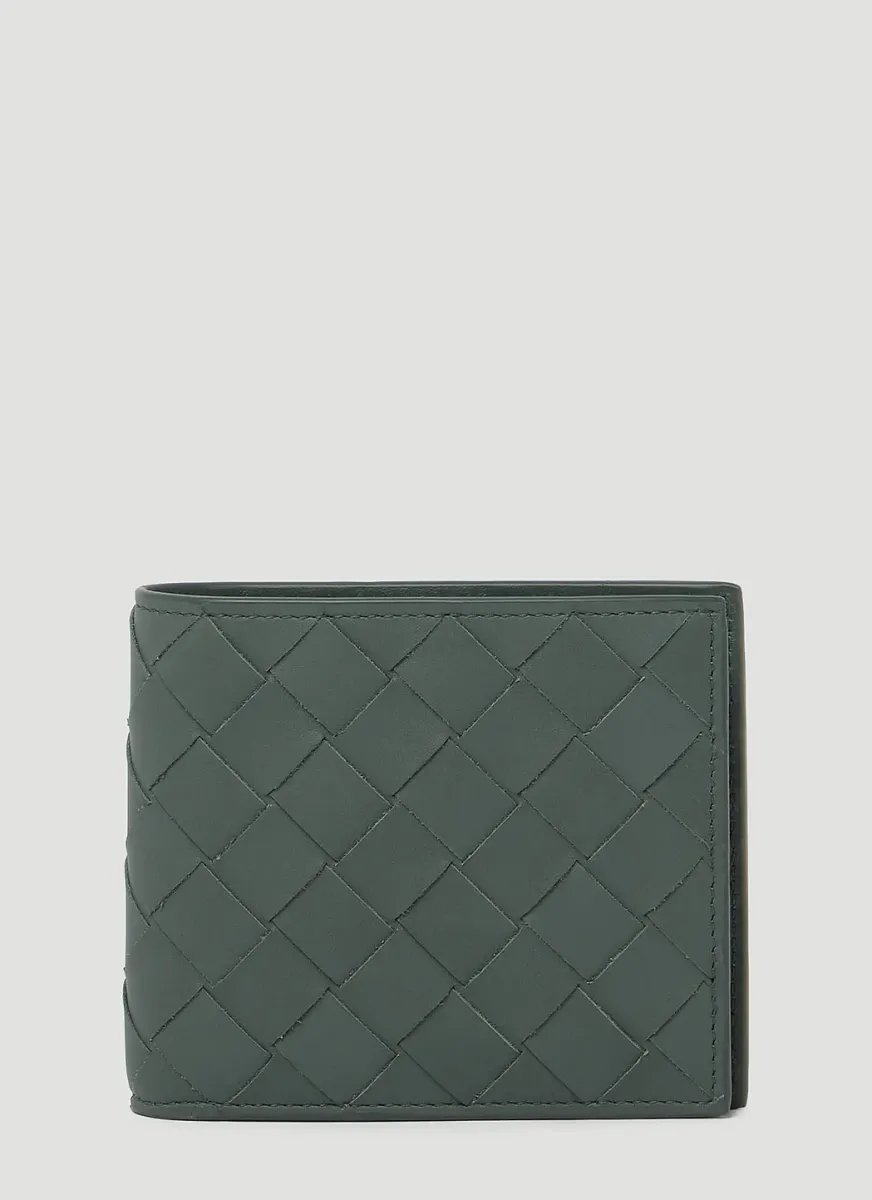 Intrecciato Bi Fold Leather Wallet