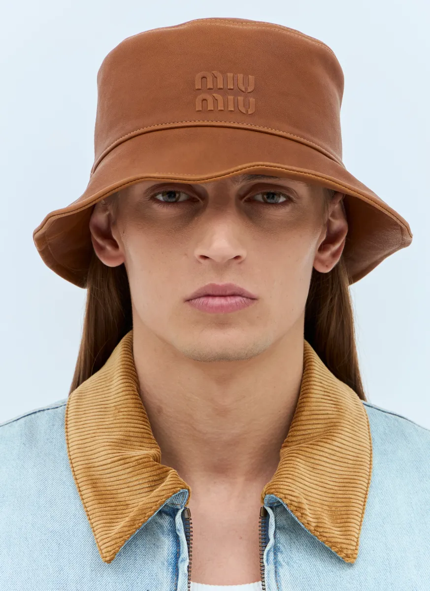 Logo Leather Bucket Hat