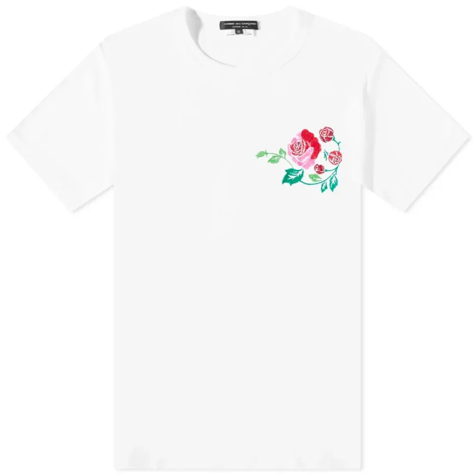 Rose in Bud Embroidery Poly T-Shirt