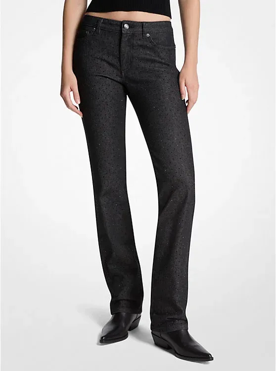 Studded Stretch Denim Cigarette Jeans