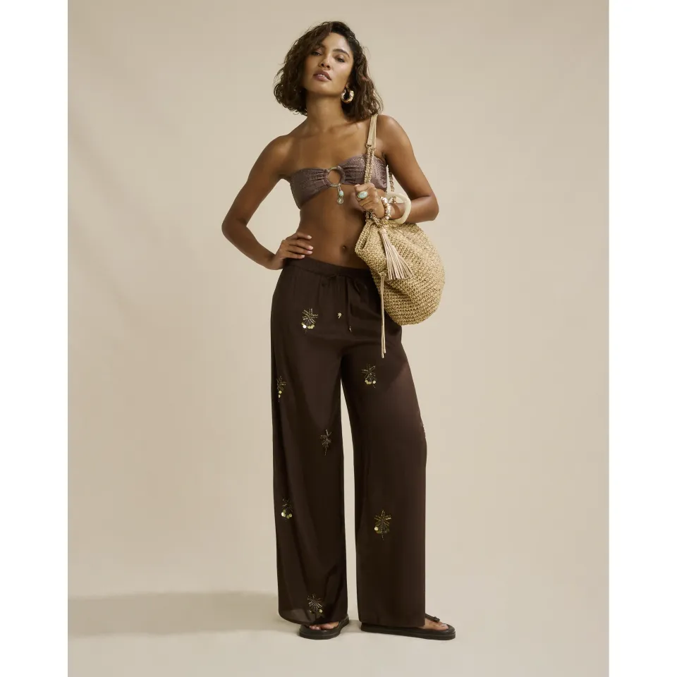 Palm Tree Embellished Beach Trousers