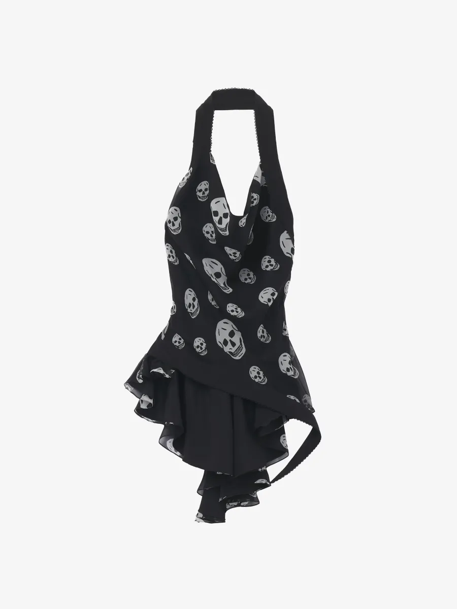 Skull Print Asymmetric Top