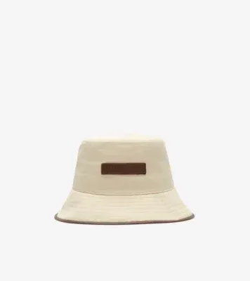 Logo Gabardine Bucket Hat in Calico beige