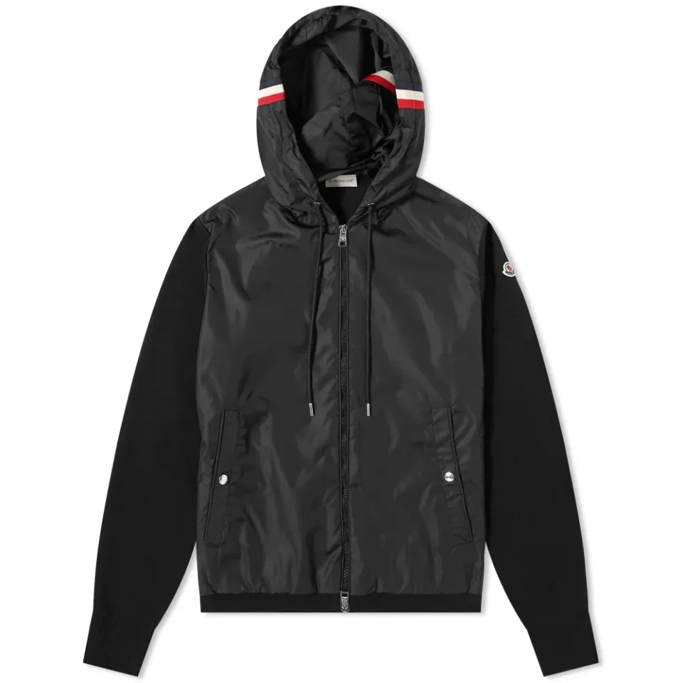 Nylon Front Hooded Knit Jacket