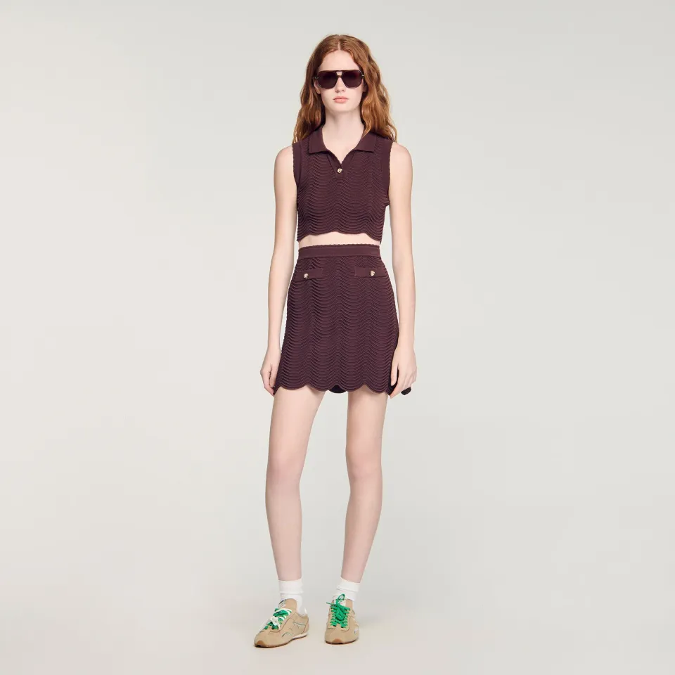 Cropped decorative knit top