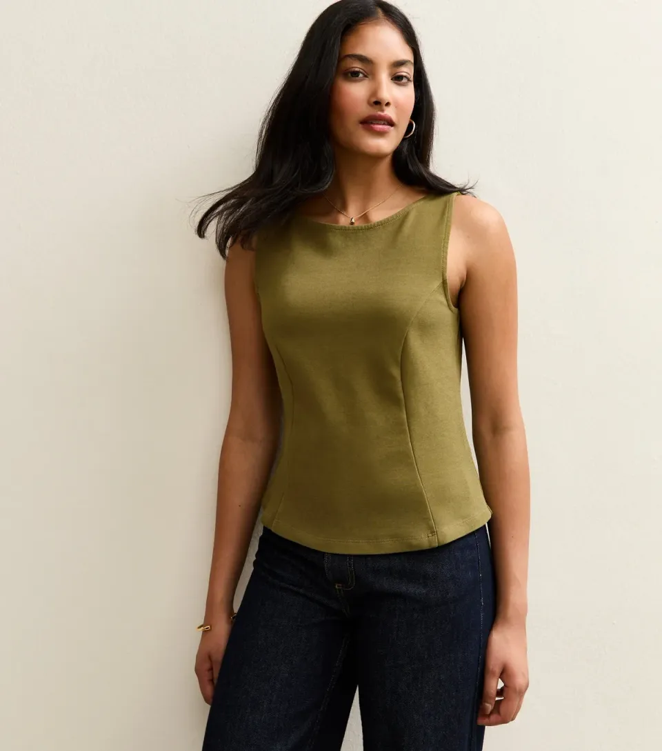 Women's Green Jersey Ponte Tank Top