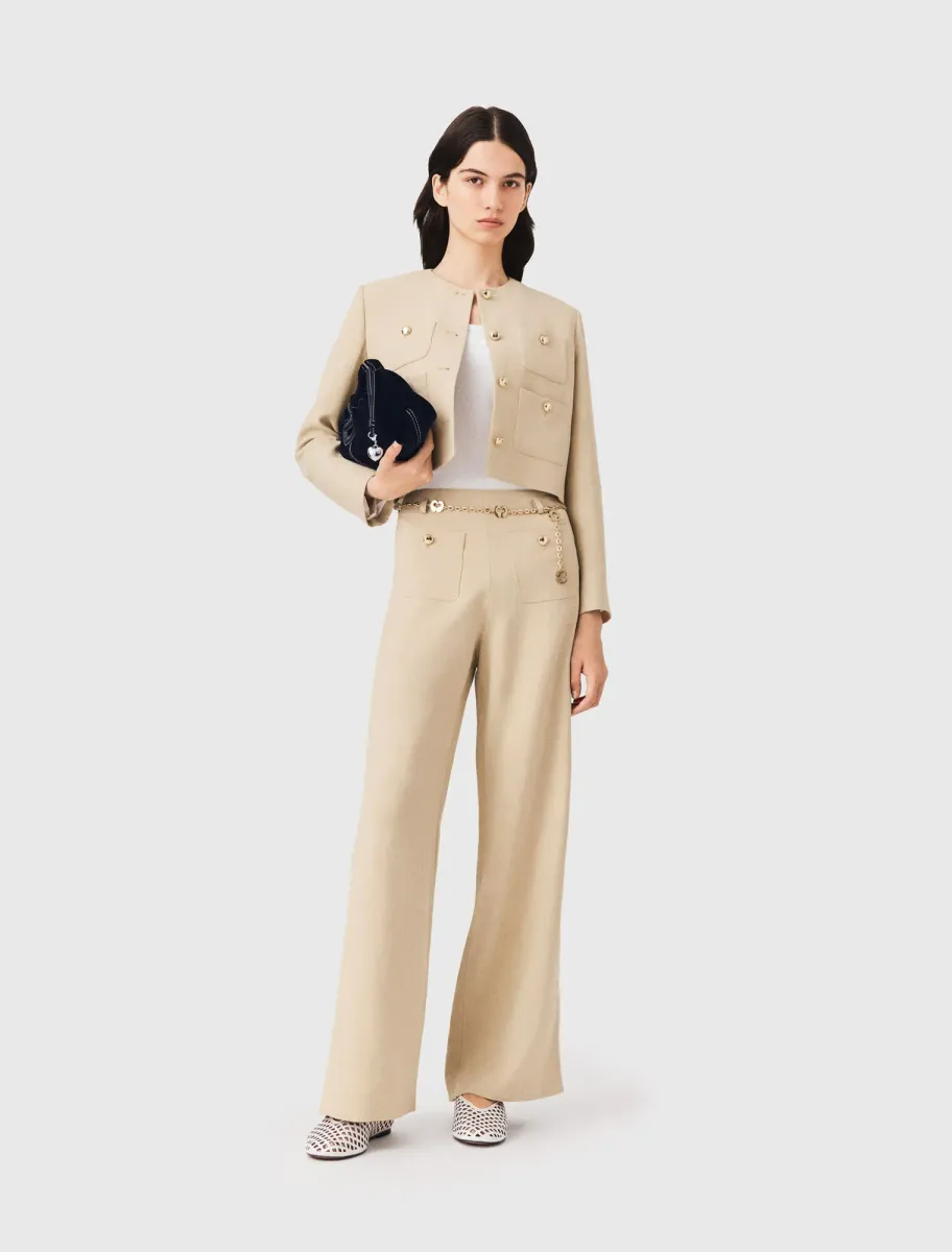 Linen blend suit trousers