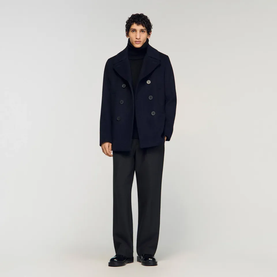 Straight-fit wool-blend coat