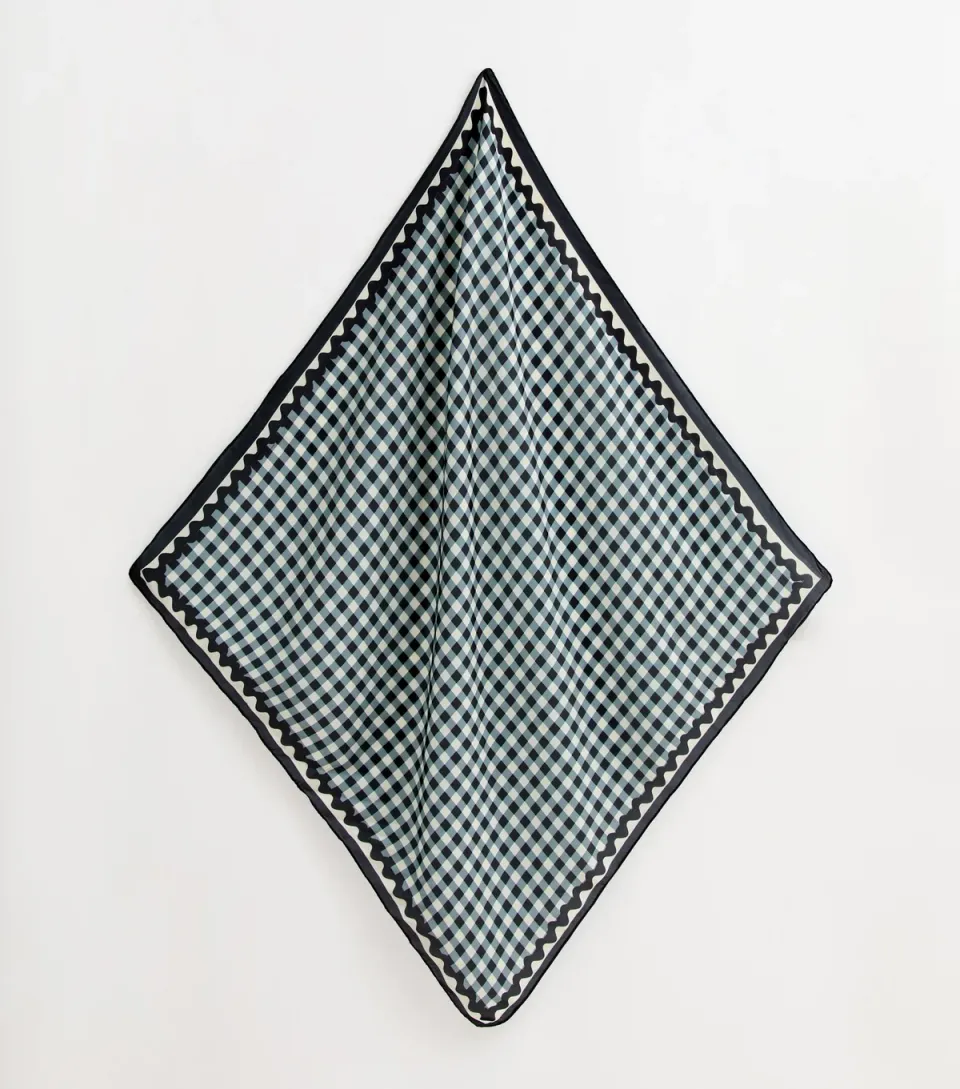 Blue Check Print Headscarf
