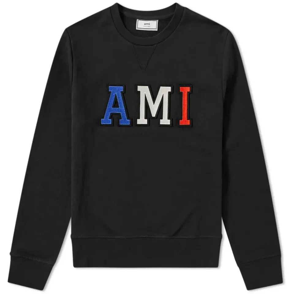 AMI Collegiate Tricolour Patch Logo Crew Sweat