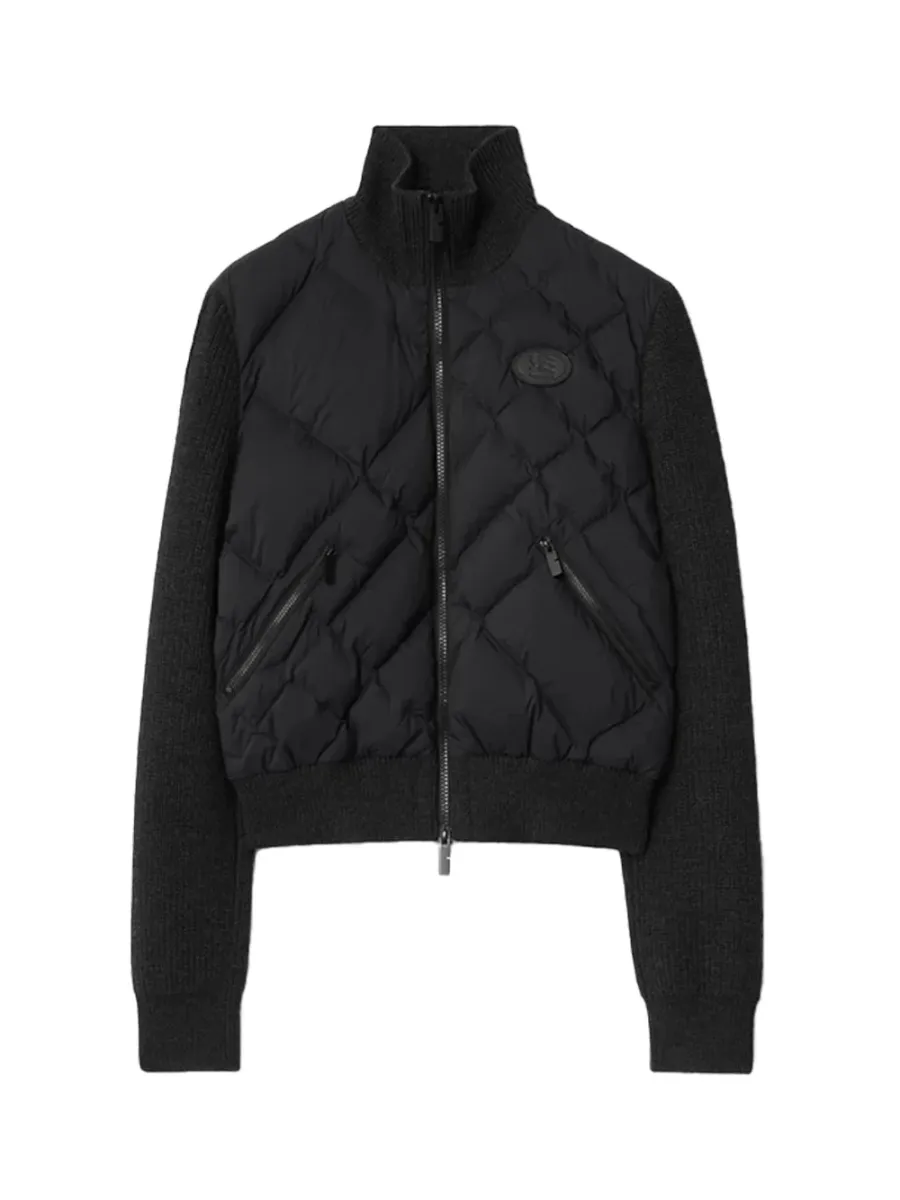 Women Check-stitch Nylon Jacket Black