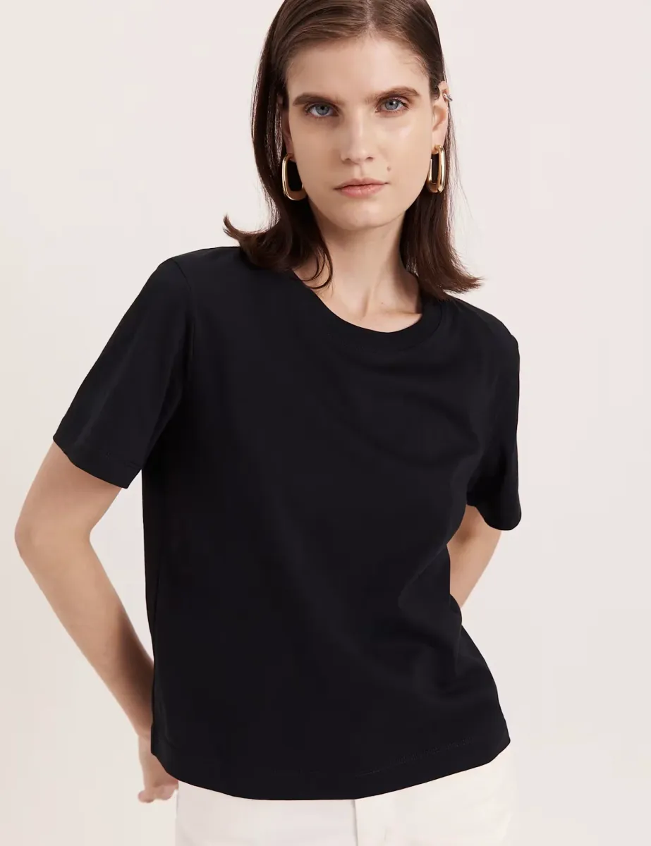 Pure Cotton Crew Neck T-Shirt Black