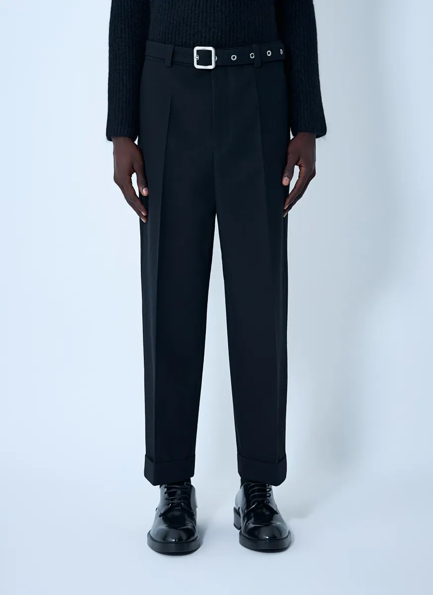 Belted Tailored Wool Pants