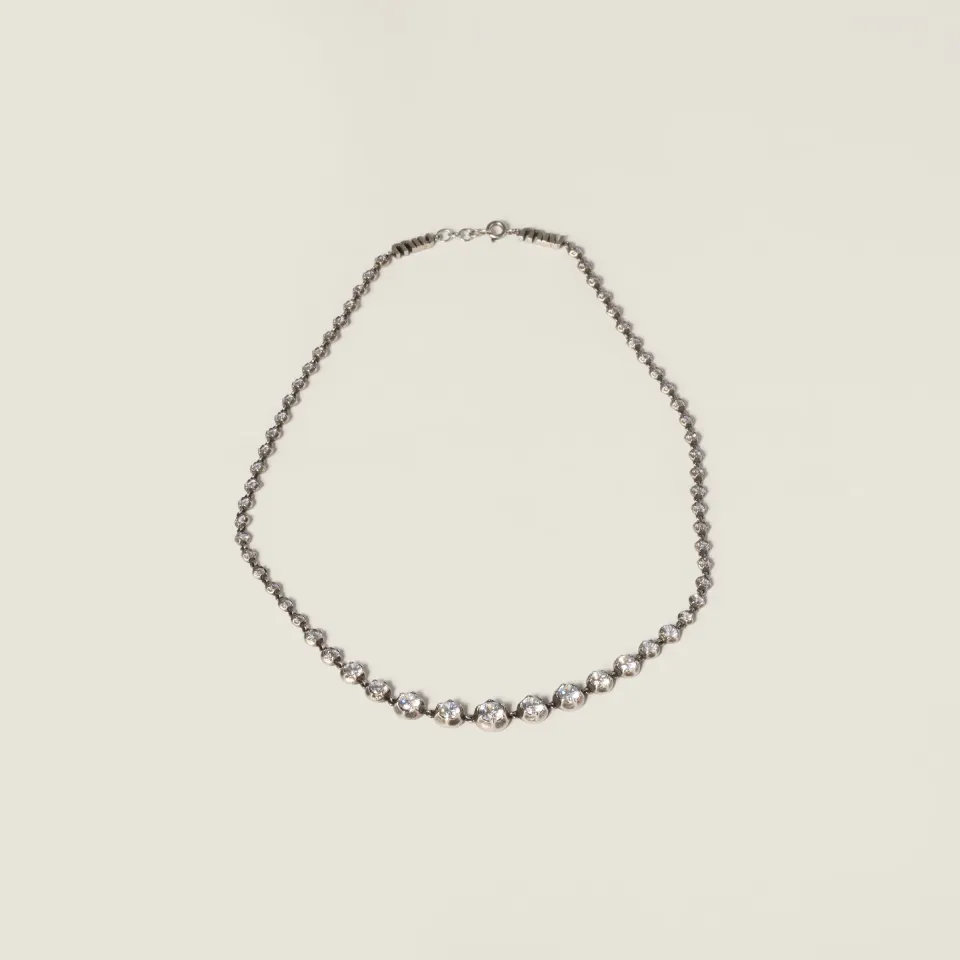 Metal necklace with crystals