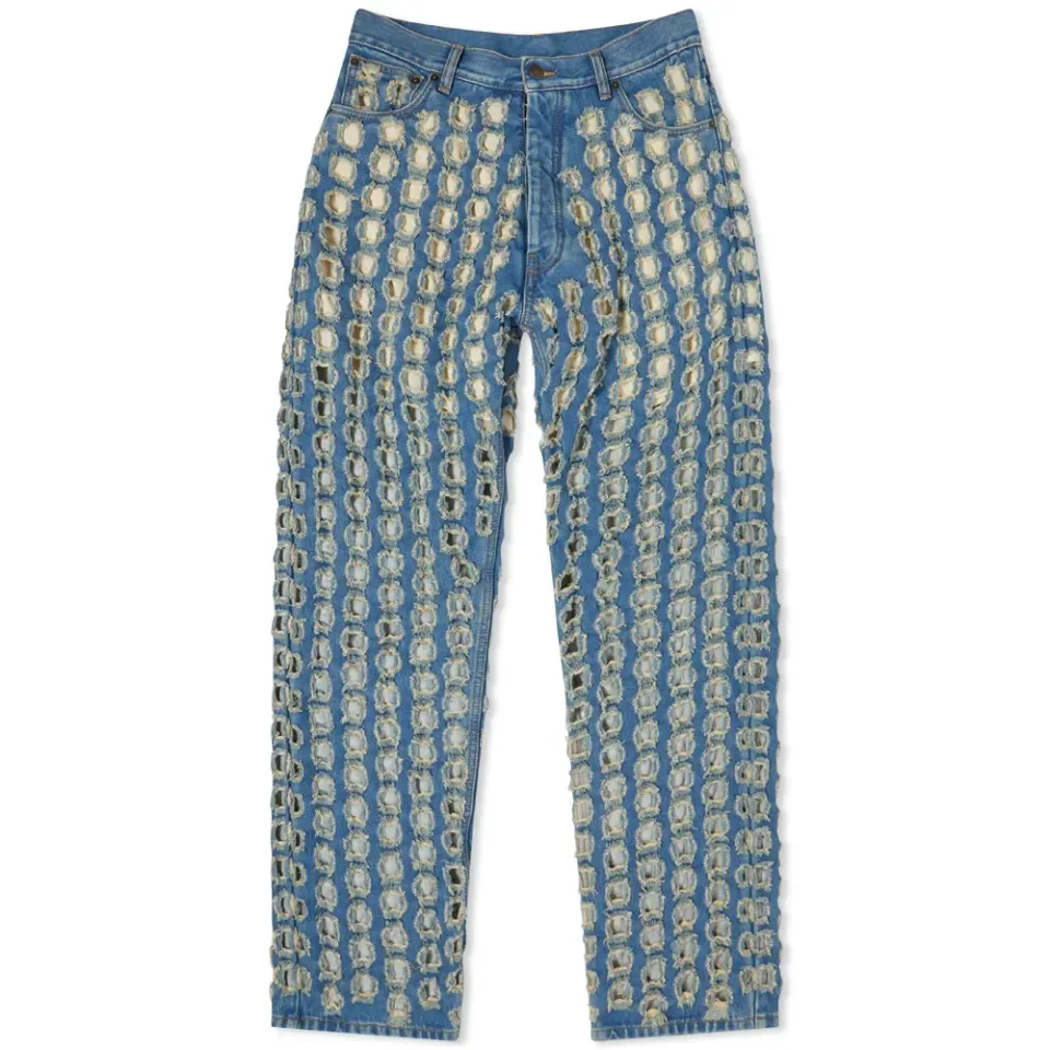 All Over Hole Detail Loose Jeans