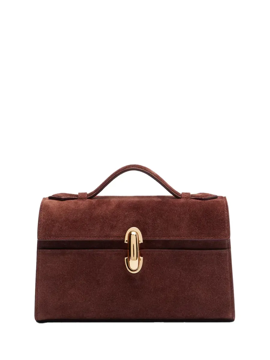symmetry pochette in suede Espresso Bag