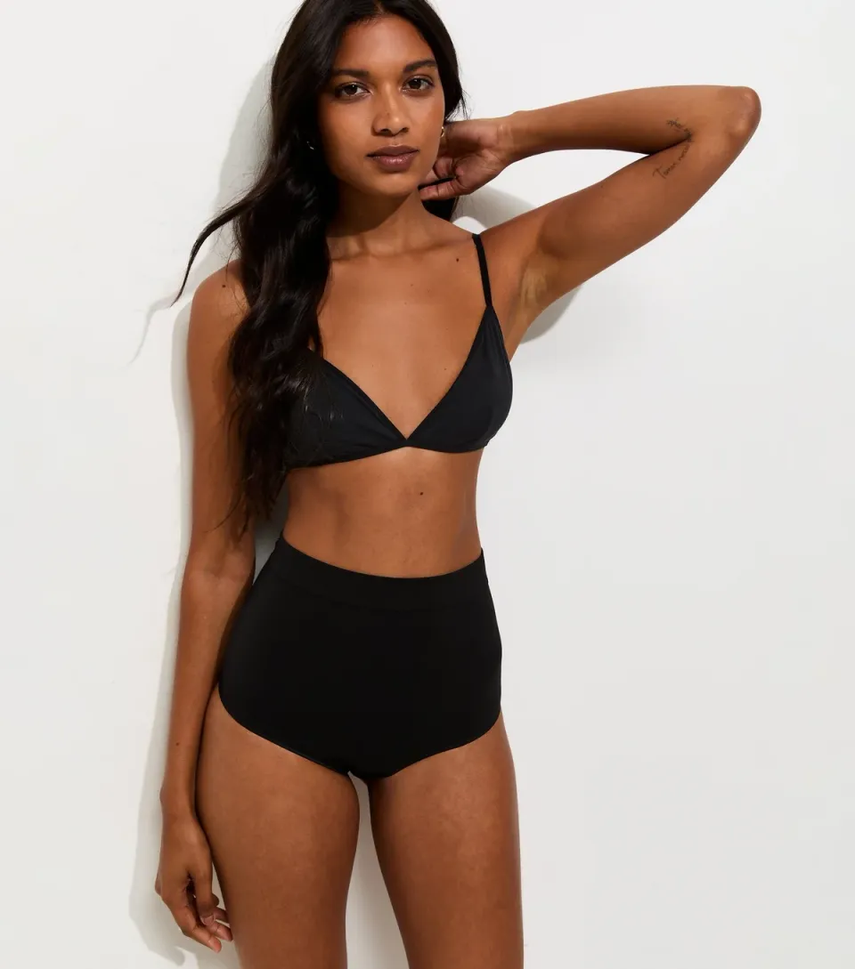 Women's Black Seamless Shaping High Waisted Brazilian Briefs