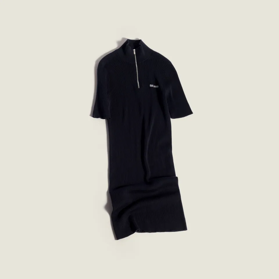 Ribbed knit cotton dress