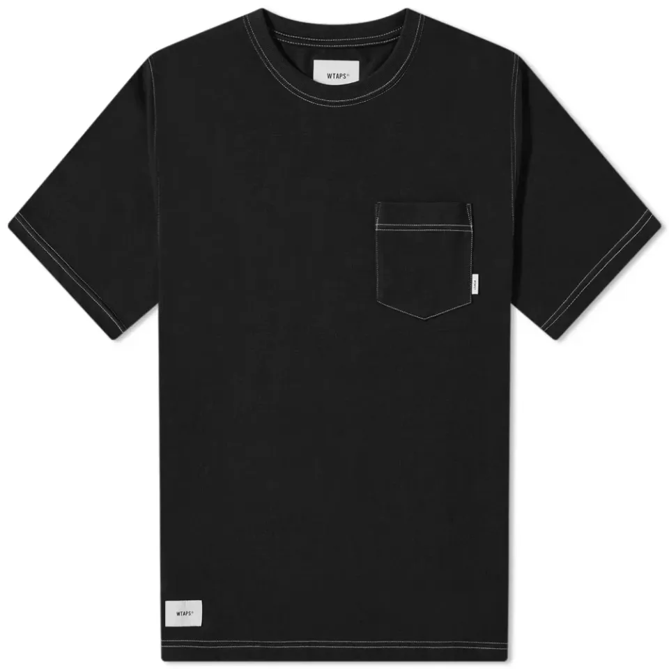 Blank Contrast Stitch Pocket T-Shirt