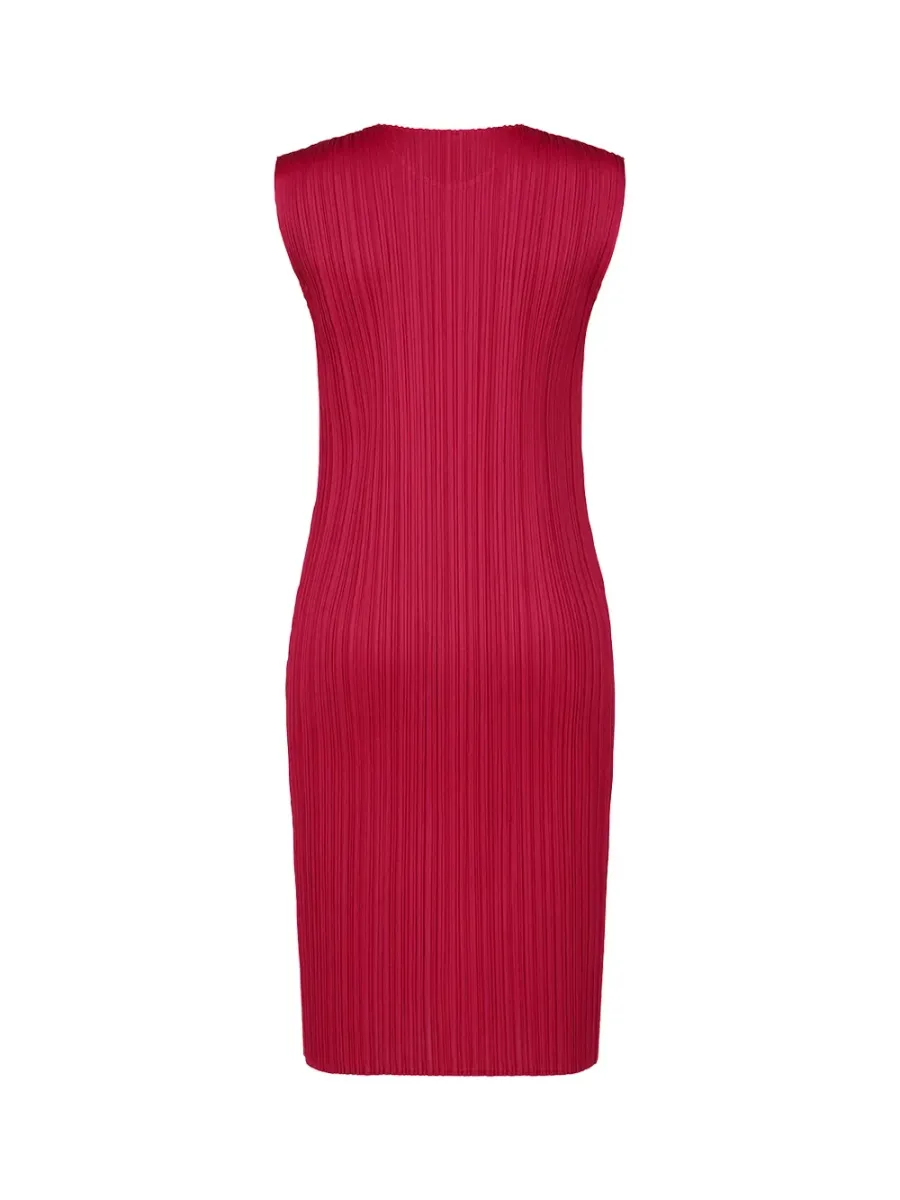 Pleats Please New Colorful Basics Dress Carmine