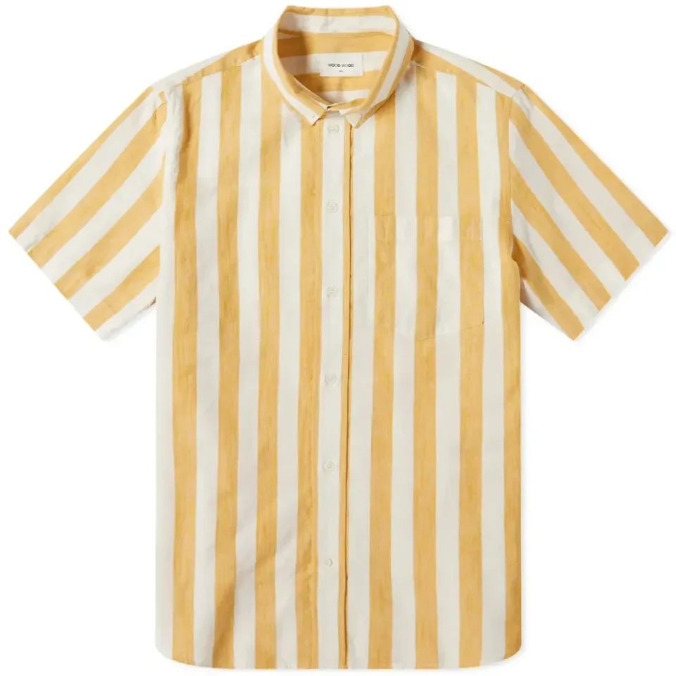 Michael Wide Short Sleeve Stripe Button Down Shirt
