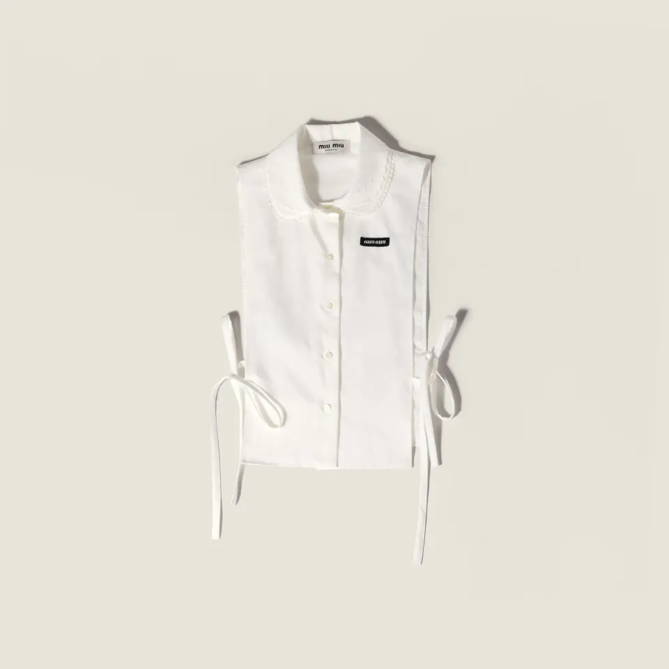 Slubbed poplin side-tie shirt