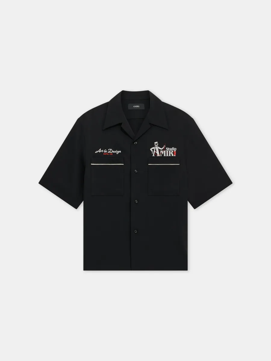 STUDIO CREPE CAMP SHIRT - Black