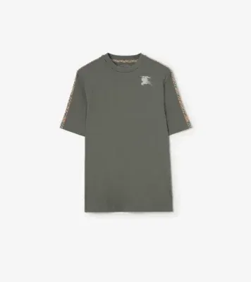 Check Trim Jersey T-shirt in Mid grey - Men, Nylon