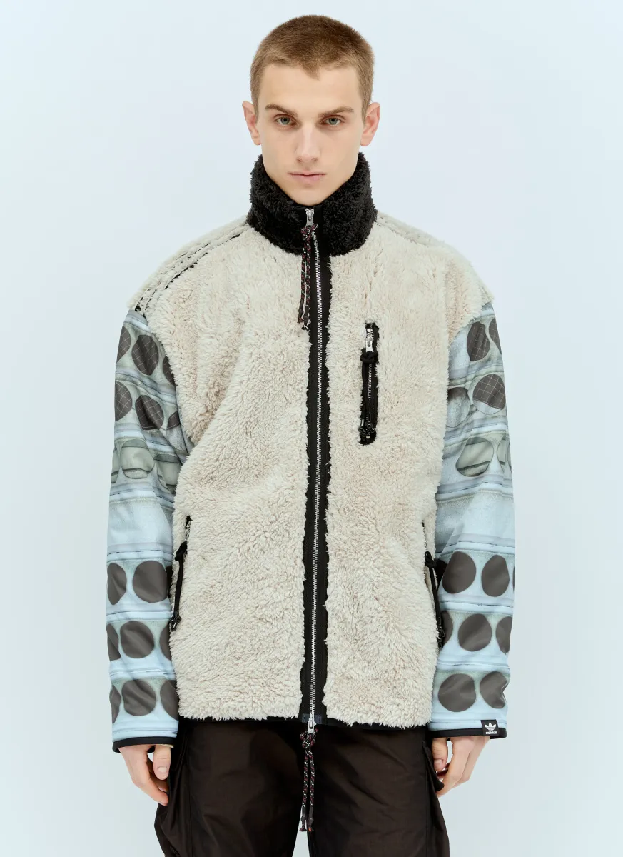 Printed Sleeves Fleece Jacket