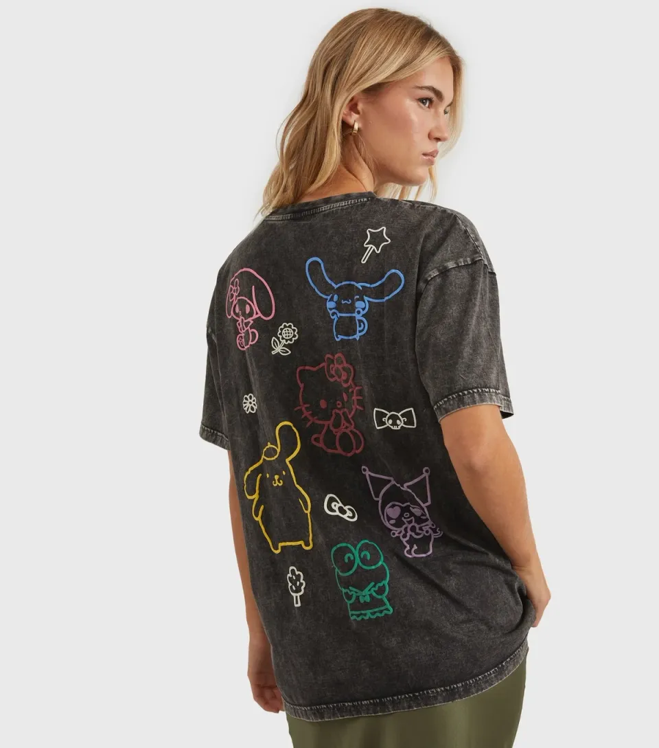 Women's Mid Grey Hello Kitty and Friends T-Shirt