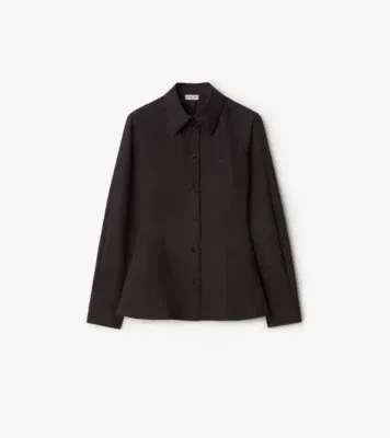 Slim Fit Cotton Poplin Shirt in Bark brown
