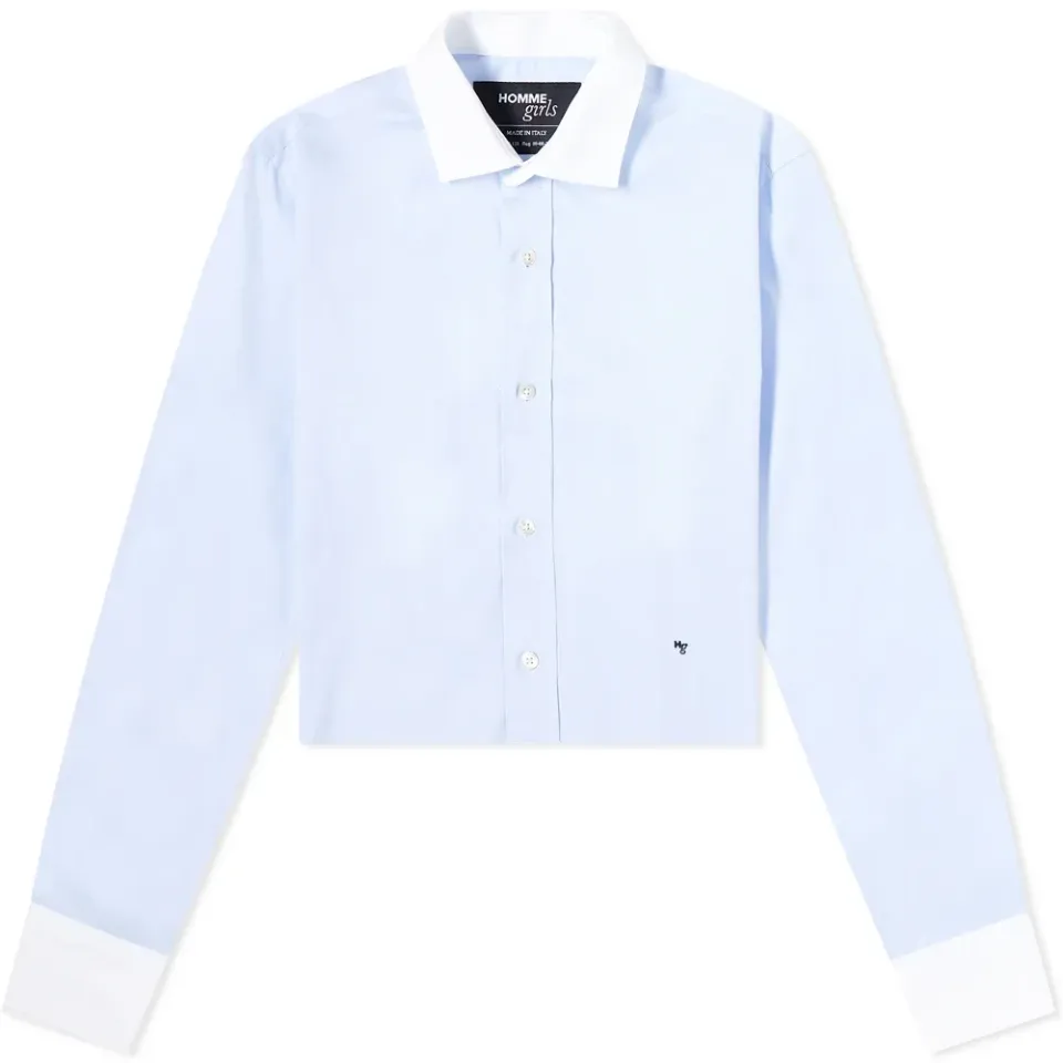 Cropped Contrast Collar Shirt