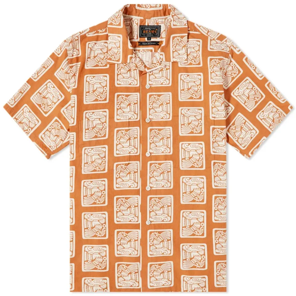 Short Sleeve Vacation Dobby Print Shirt