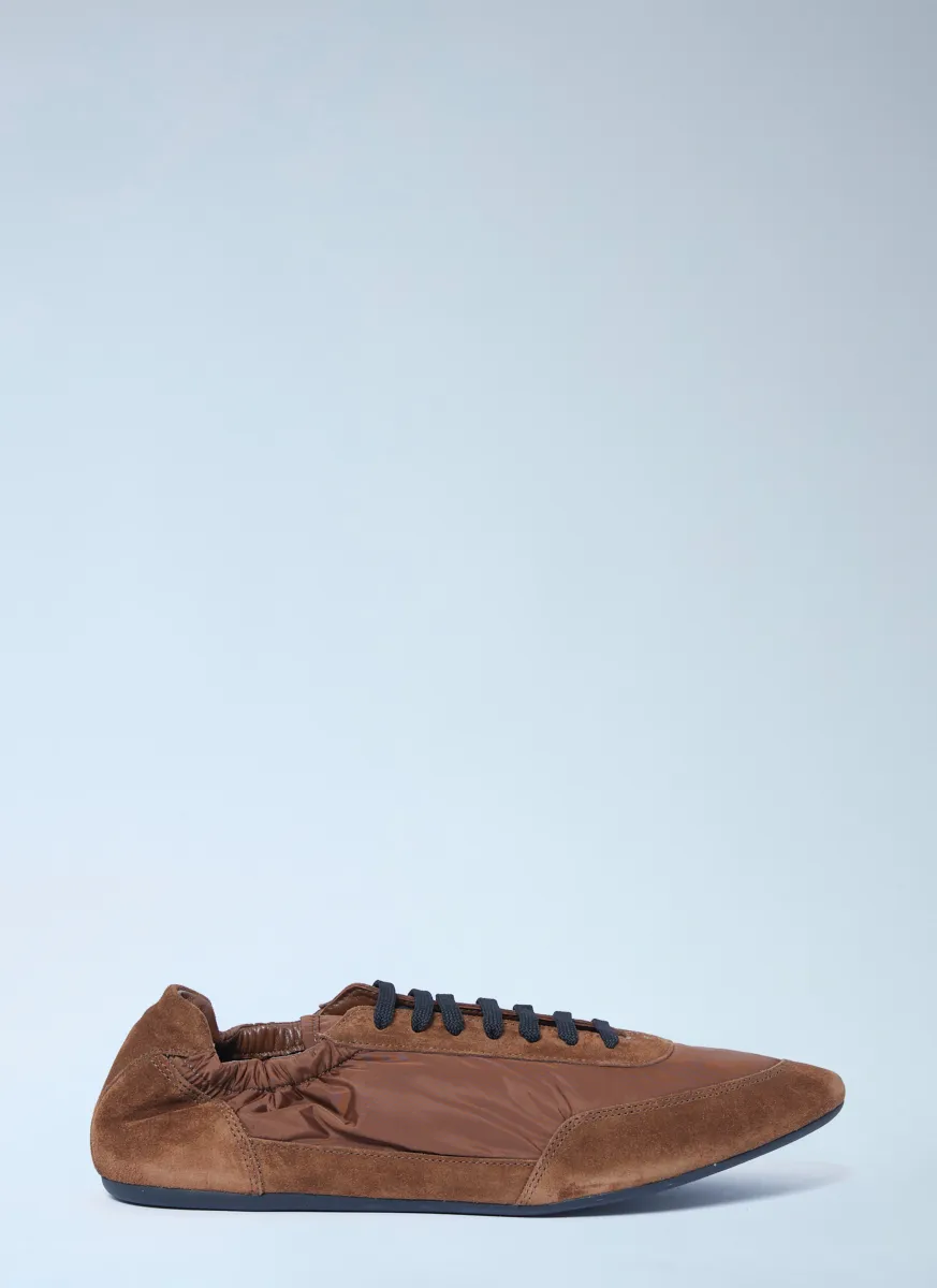 Collapse Re-Nylon And Suede Sneakers