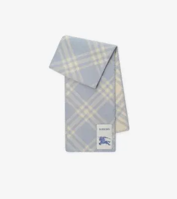 Check Wool Scarf in Dive blue