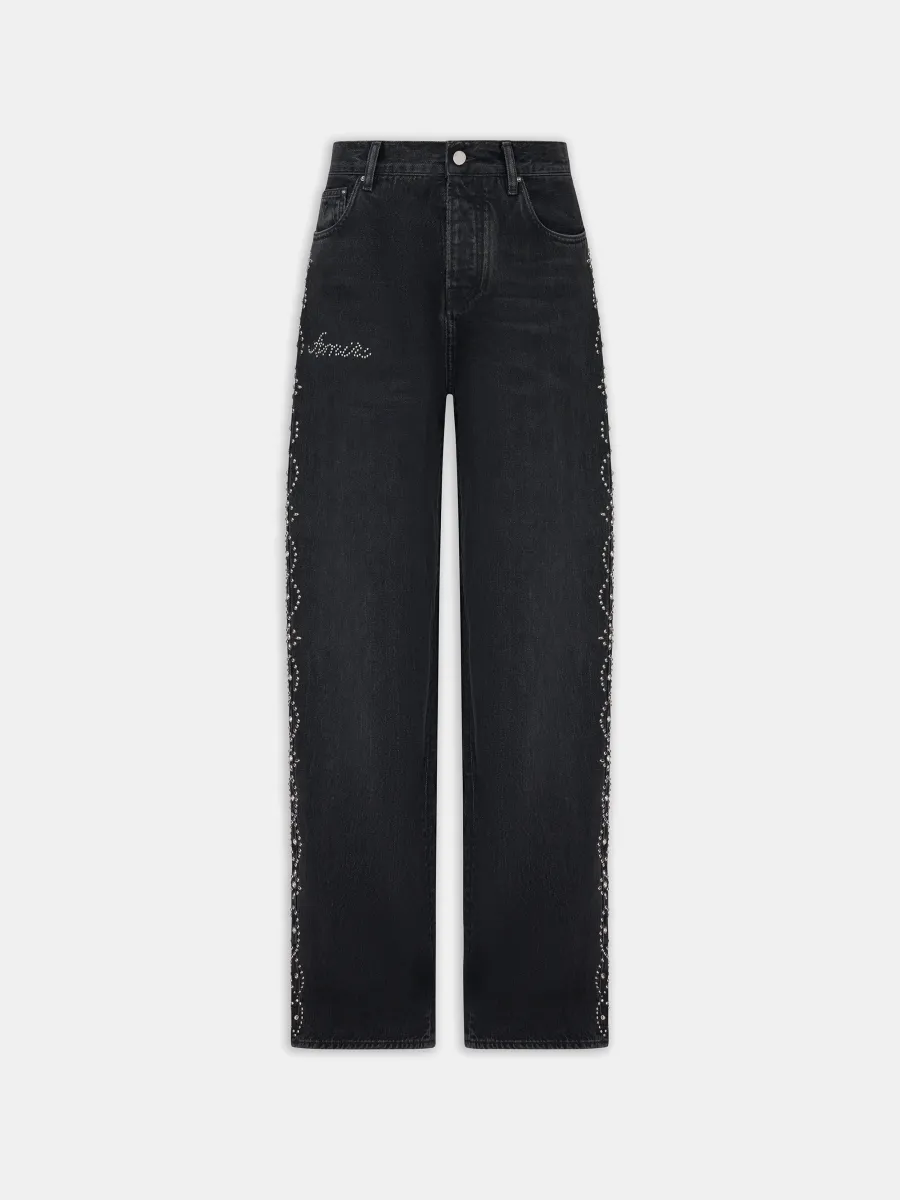 WOMEN - WOMEN'S STUD BAGGY JEAN - Retro Black