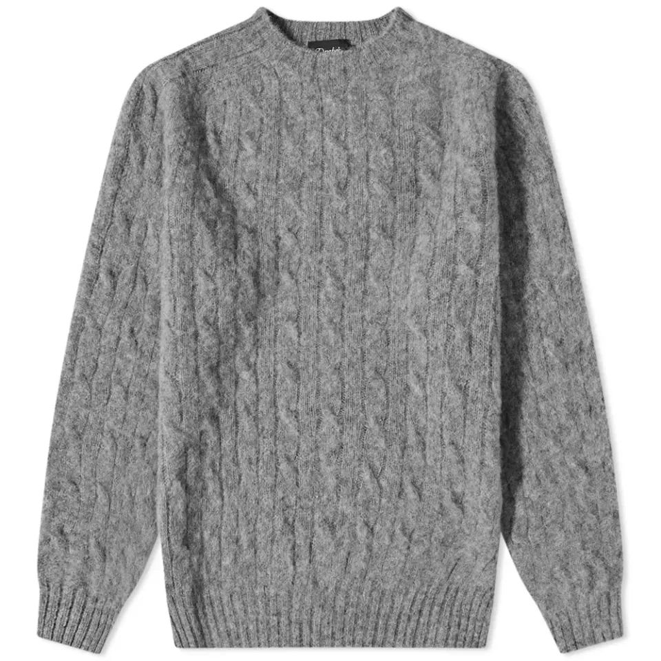 Brushed Shetland Cable Crew Knit