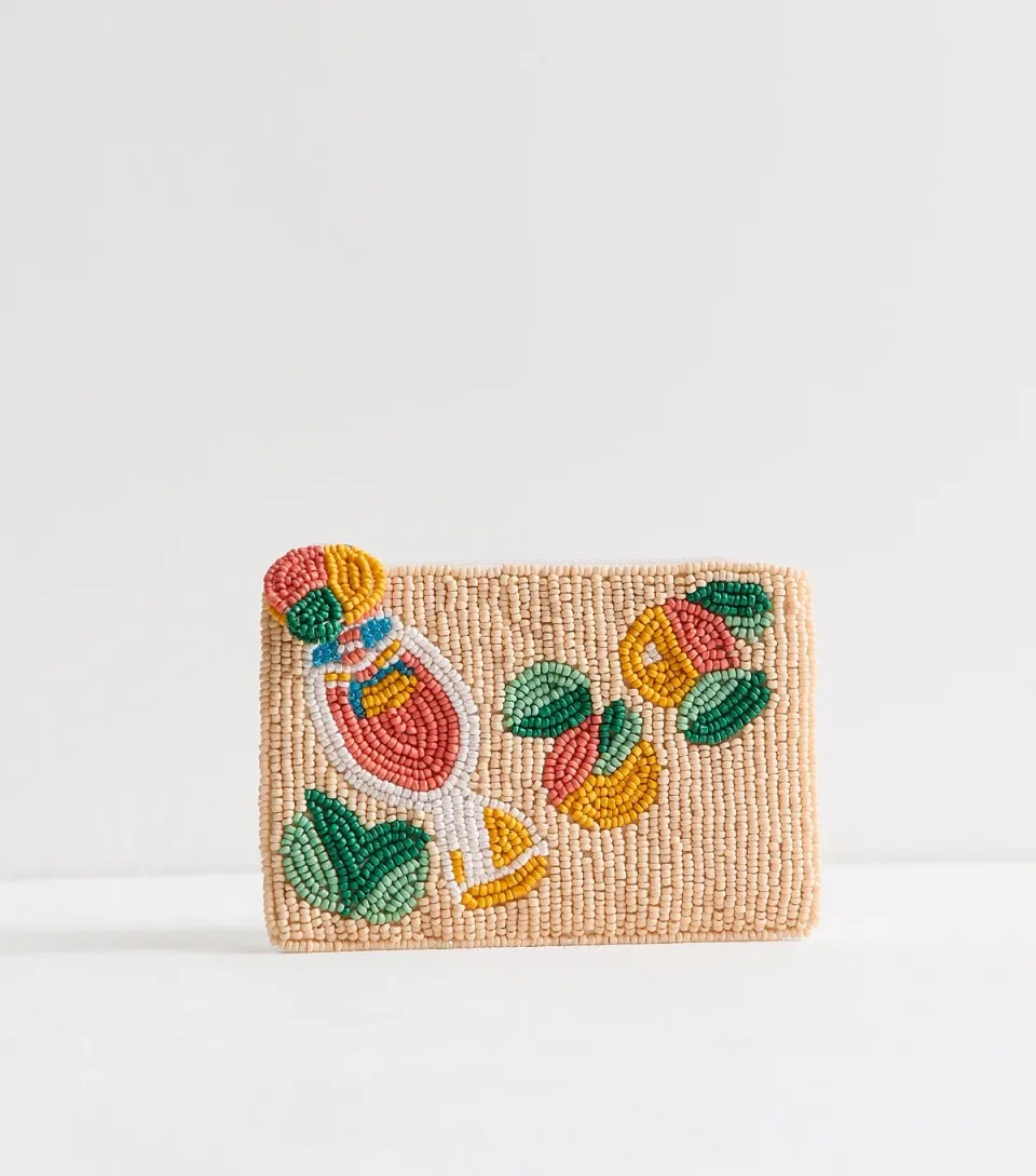 Orange Beaded Spritz Zip Purse