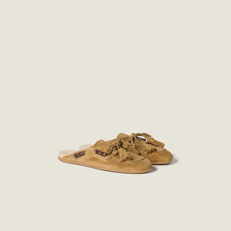 Suede Deck mules