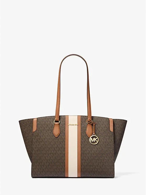 Becca Large Striped Signature Logo Tote Bag