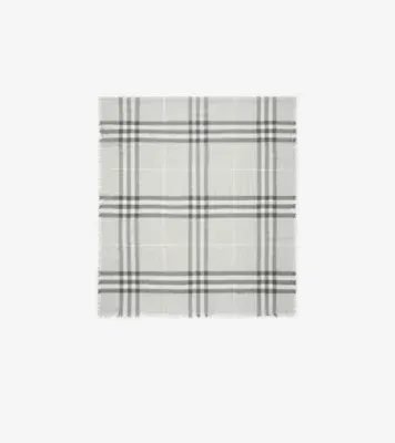 Wide Check Wool Scarf in Mitten grey