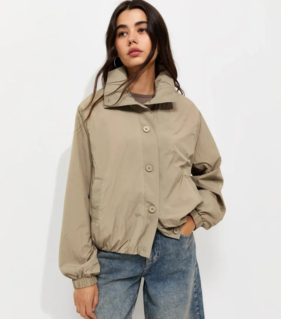 Women's Mink Lightweight Button Front Windbreaker Jacket