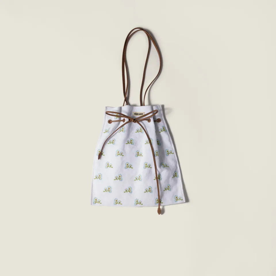 Embroidered linen tote bag