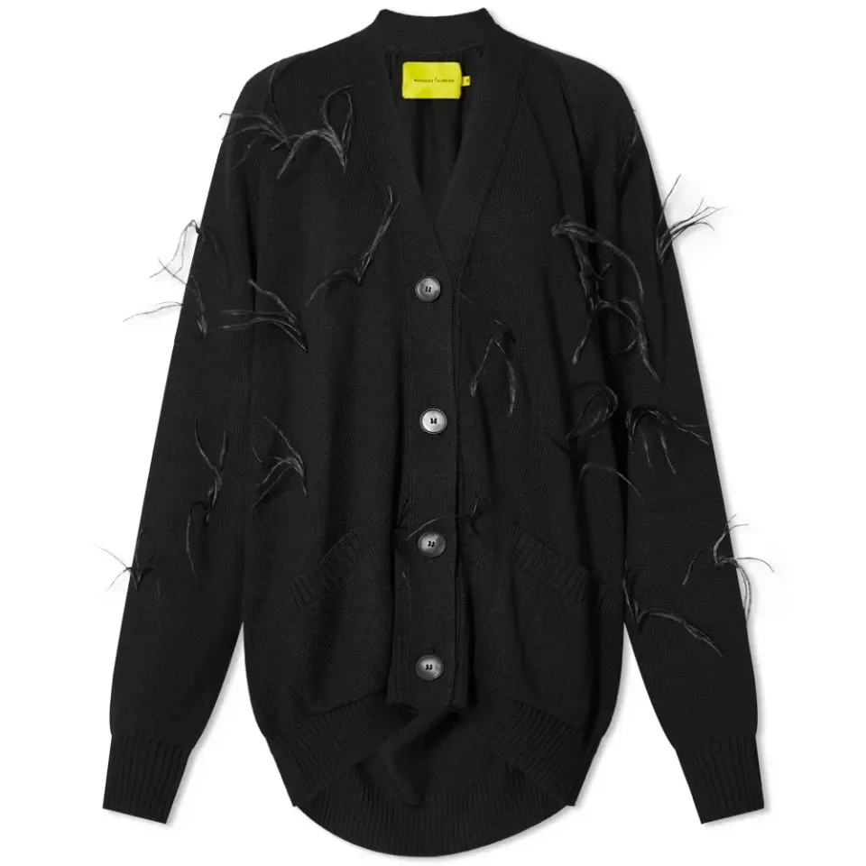 Marques'Almeida Oversized Cardigan With Feathers