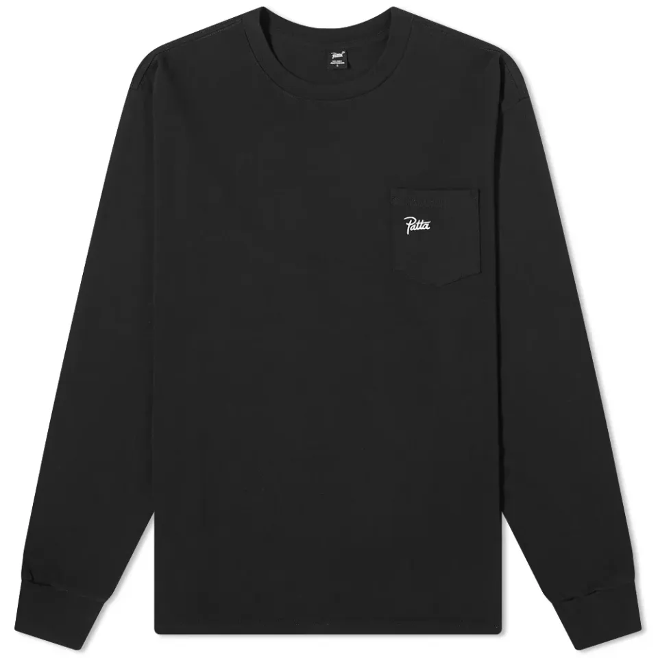 Long Sleeve Washed Pocket Logo Tee