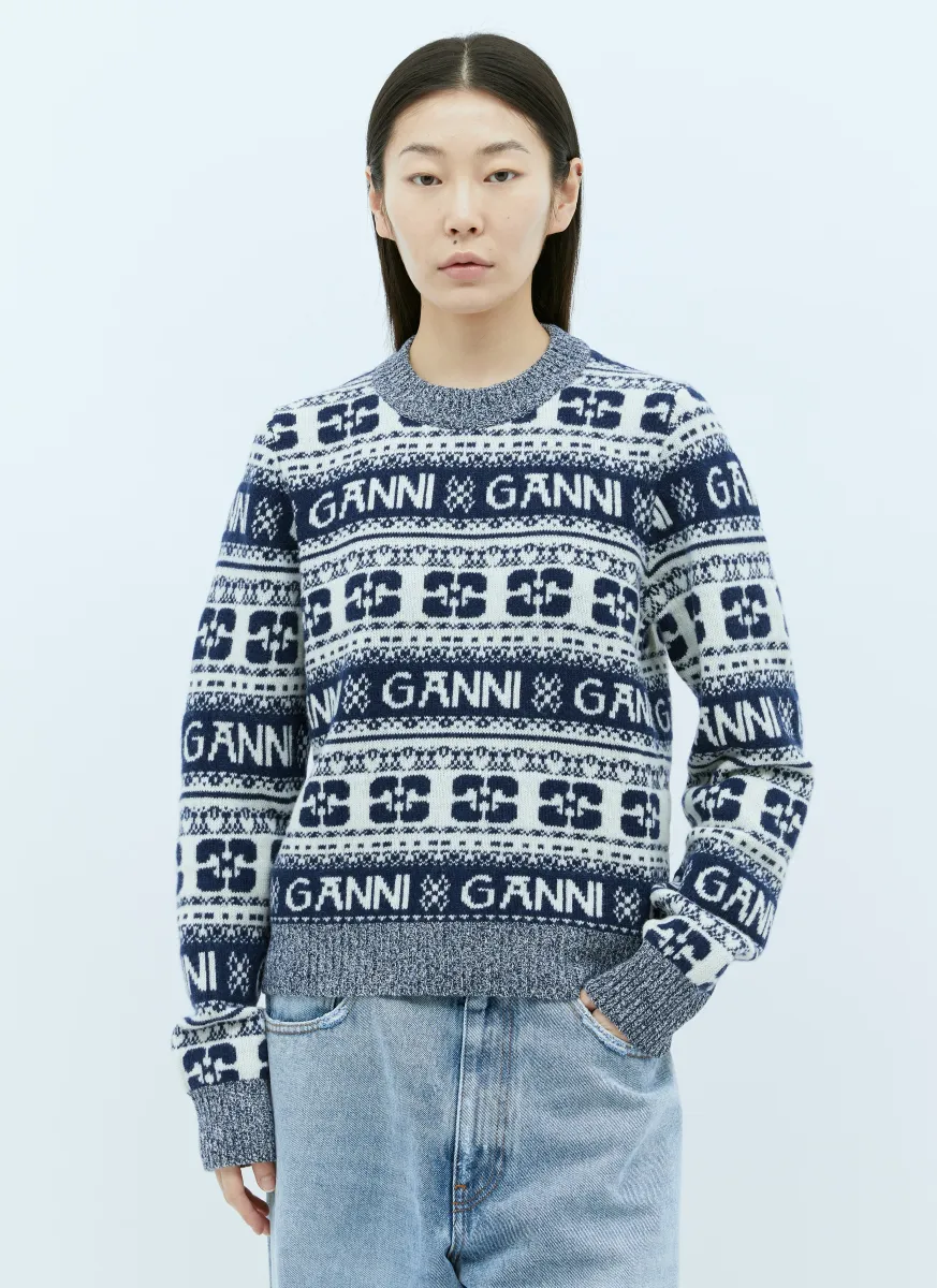 Logo Jacquard Wool Sweater