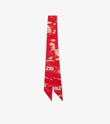 Skinny Watercolour Knight Silk Scarf in Crayon red