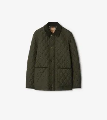 Quilted Nylon Barn Jacket in Shale green