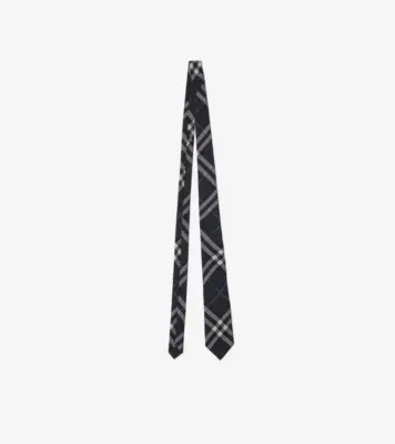 Check Silk Tie in Charcoal grey