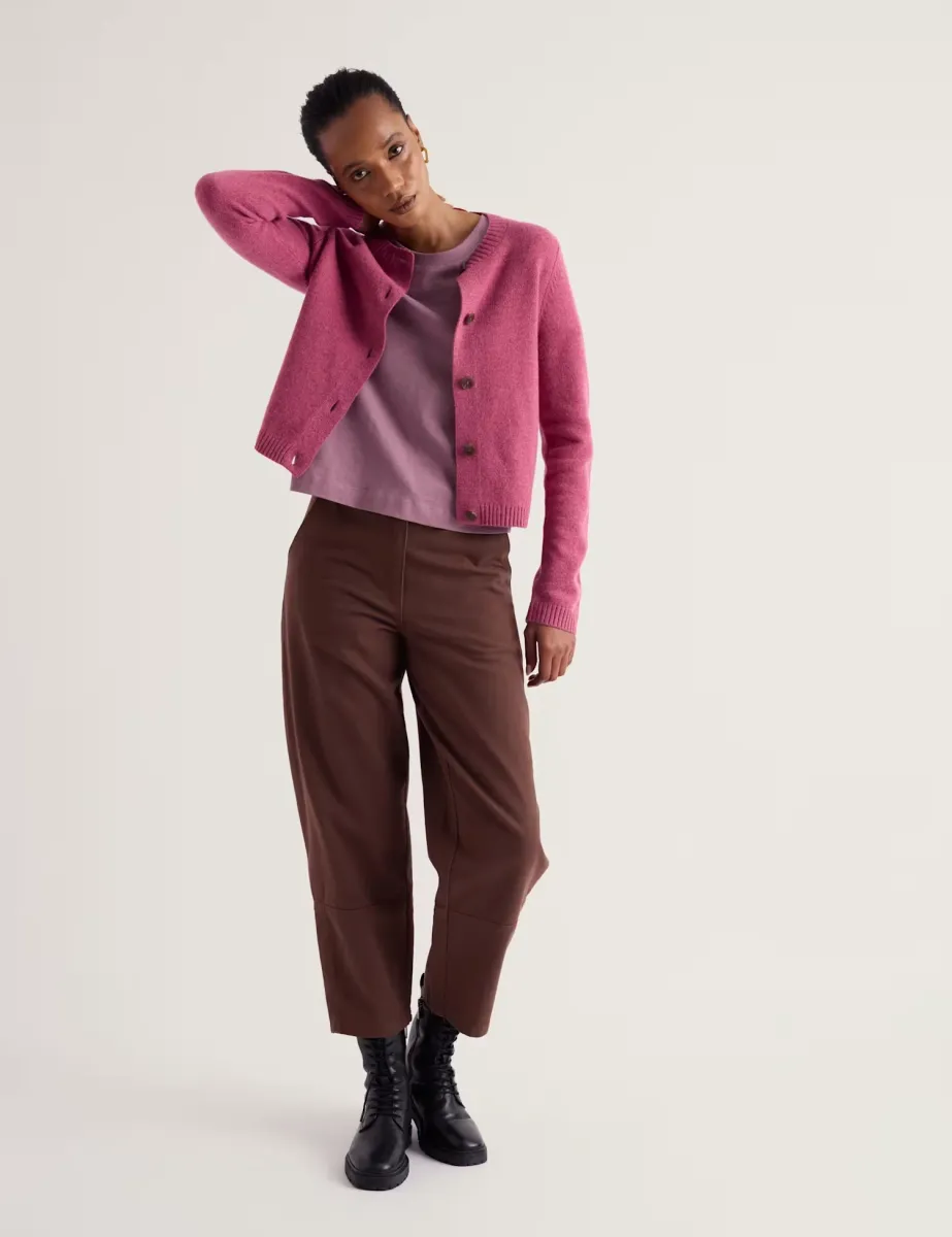 Merino Wool Rich Crew Neck Cardigan